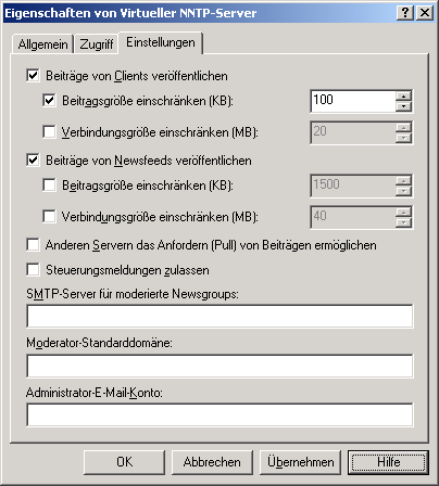 Registerkarte Einstellungen