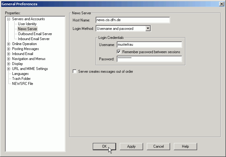 Remember password between sessions - enter username and password