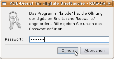 Passwort für KWallet eingeben