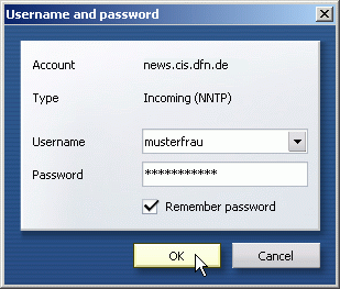 Enter username and password