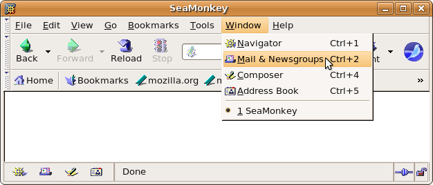 Menu: Window - Mail & Newsgroups