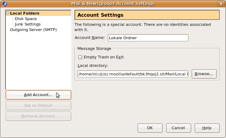 Account Settings - Add Account