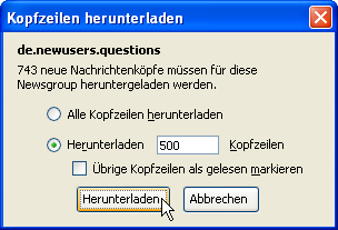 Kopfzeilen herunterladen